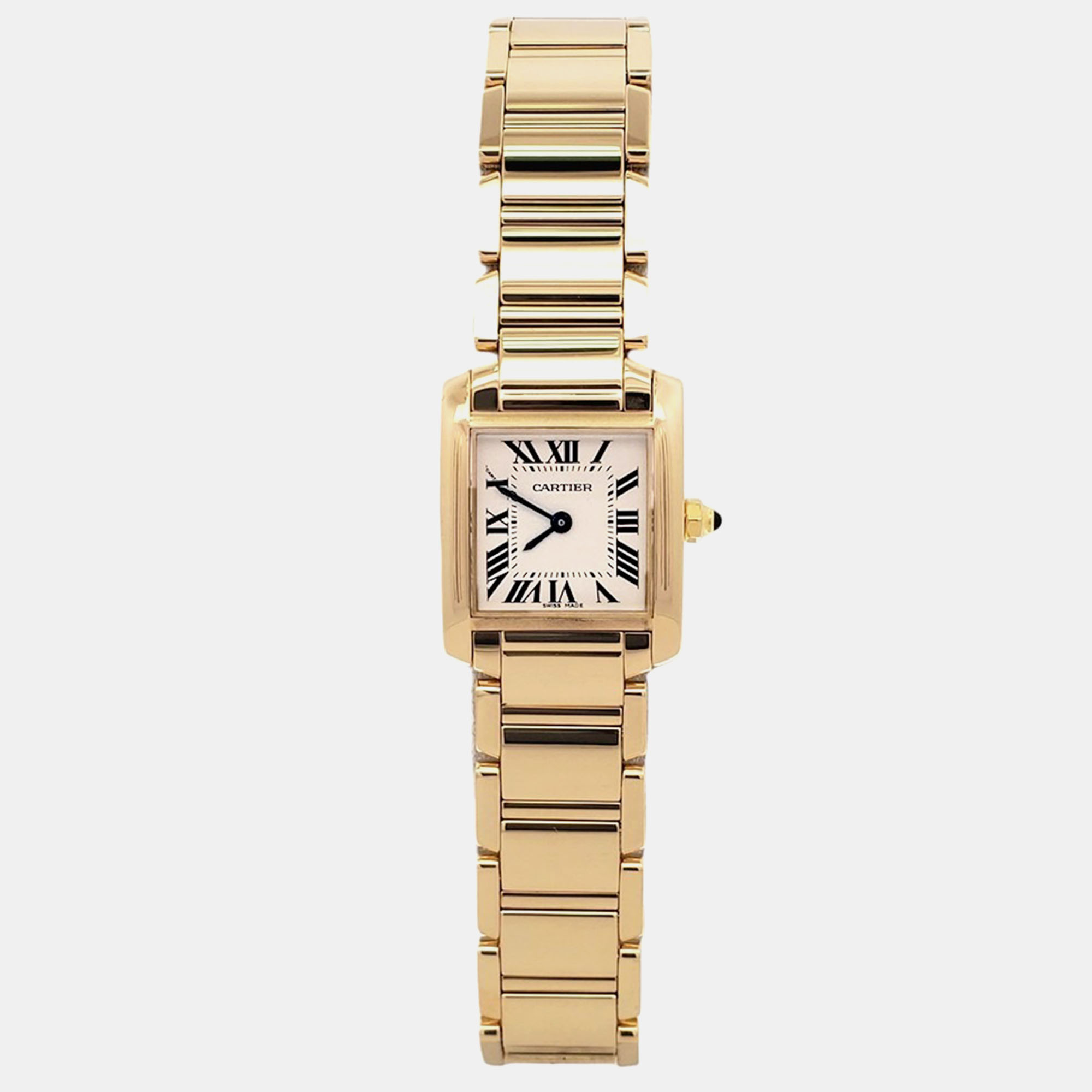 

Cartier Tank Francaise W50002N2 Quartz White Roman Dial 18k Yellow Gold Women's Wristwatch 20 mm