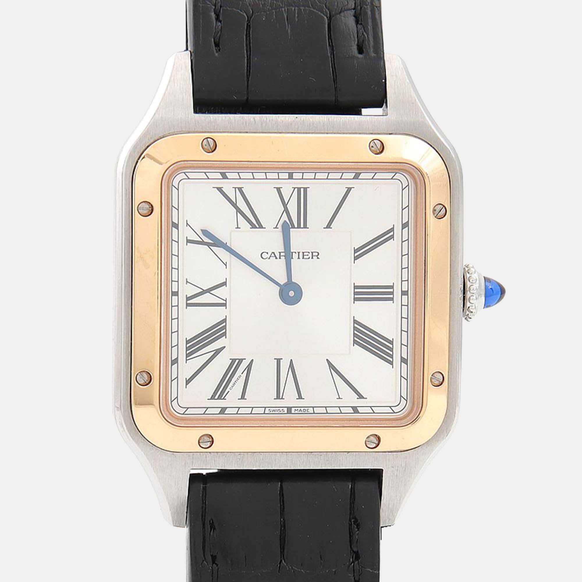 Cartier Santos Dumont W2SA0011 Quartz White 18K Rose Gold Stainless Steel Women’s Wristwatch 32mm