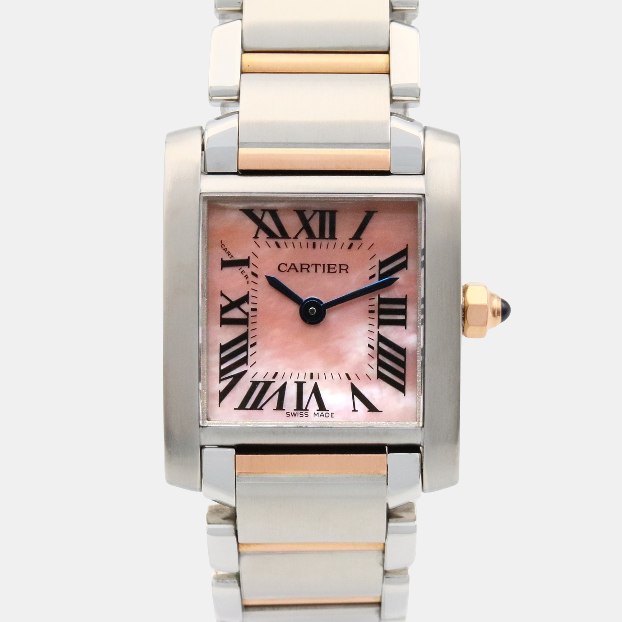 

Cartier Tank Francaise W51027Q4 Quartz Pink Shell 18k Rose Gold Stainless Steel Women's Wristwatch 20 mm