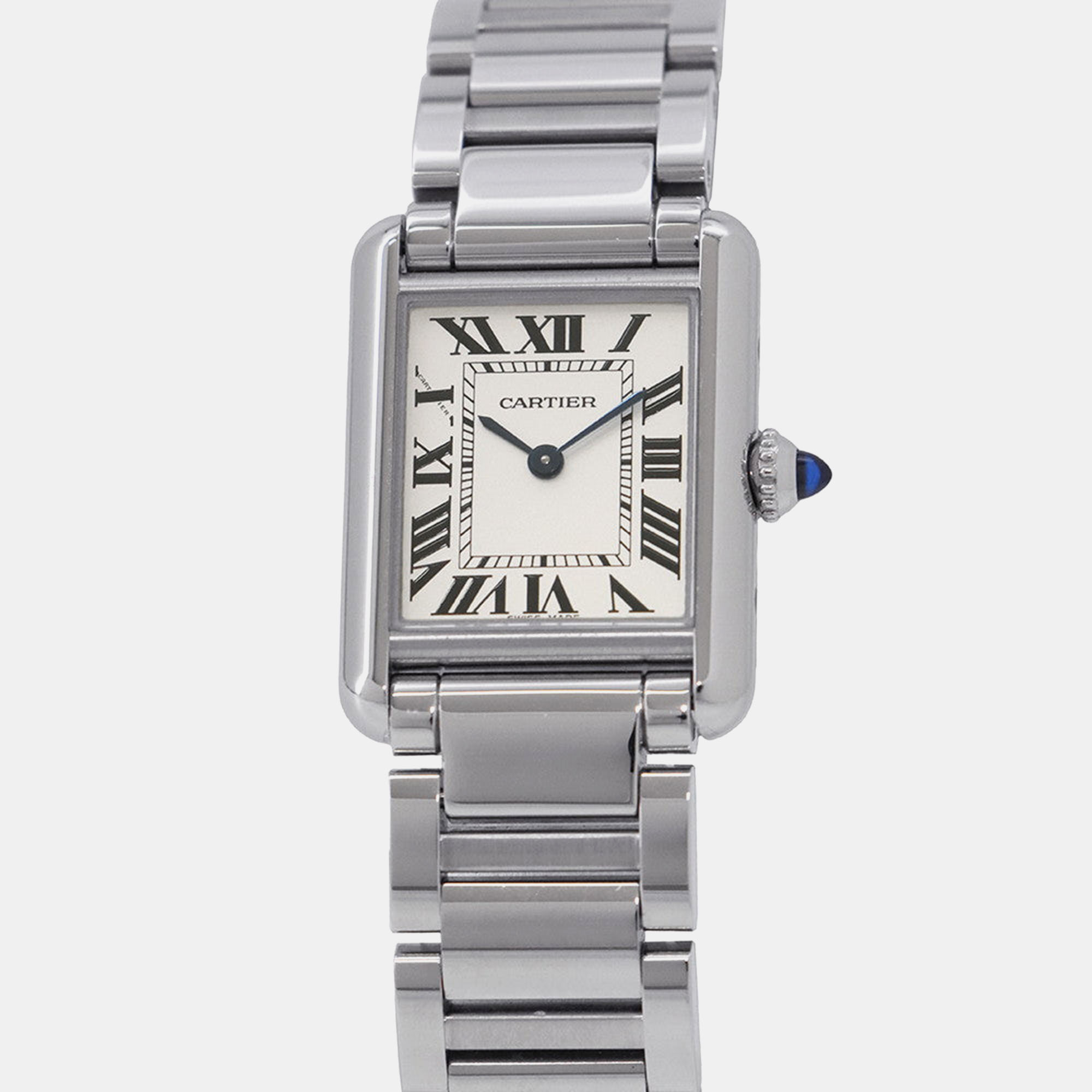 Pre-owned Cartier Tank Wsta0051 Quartz Silver Stainless Steel Women's Wristwatch 22 Mm