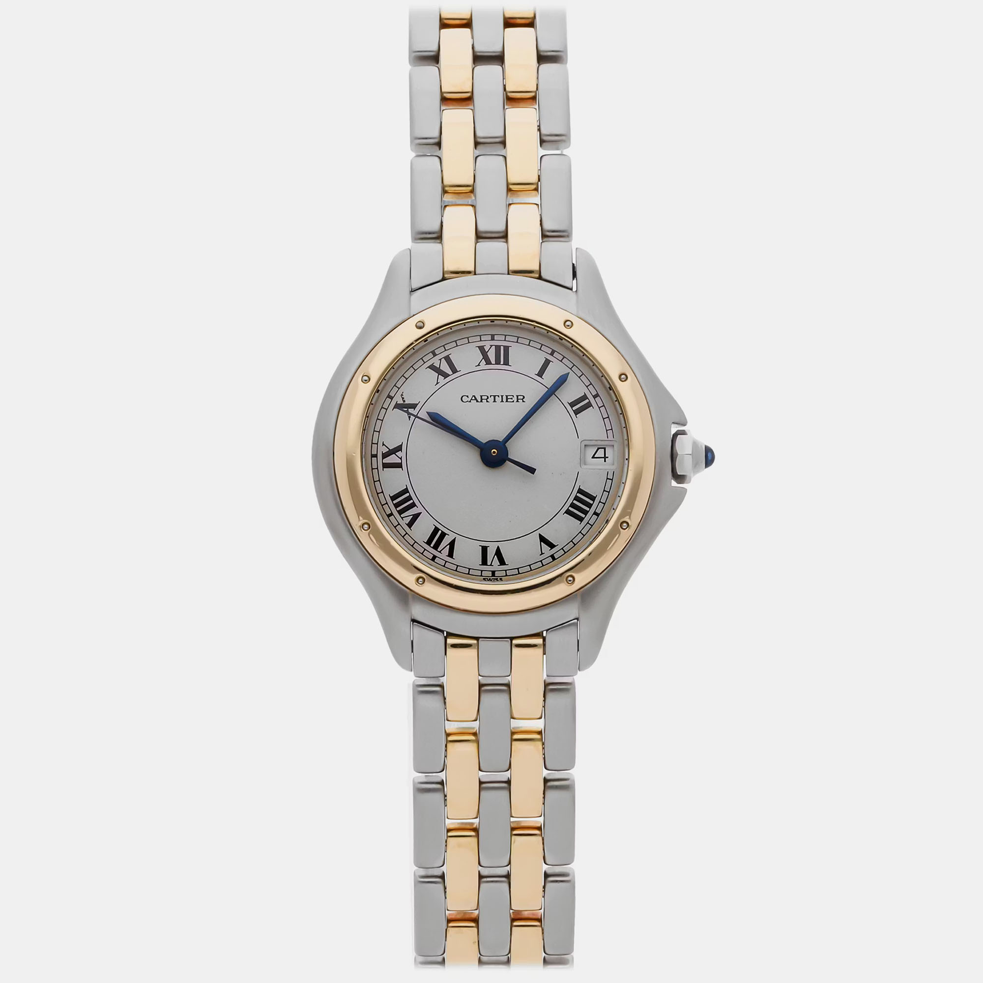

Cartier Cougar W35005B6 Quartz Silver Dial 18k Yellow Gold Stainless Steel Women's Wristwatch