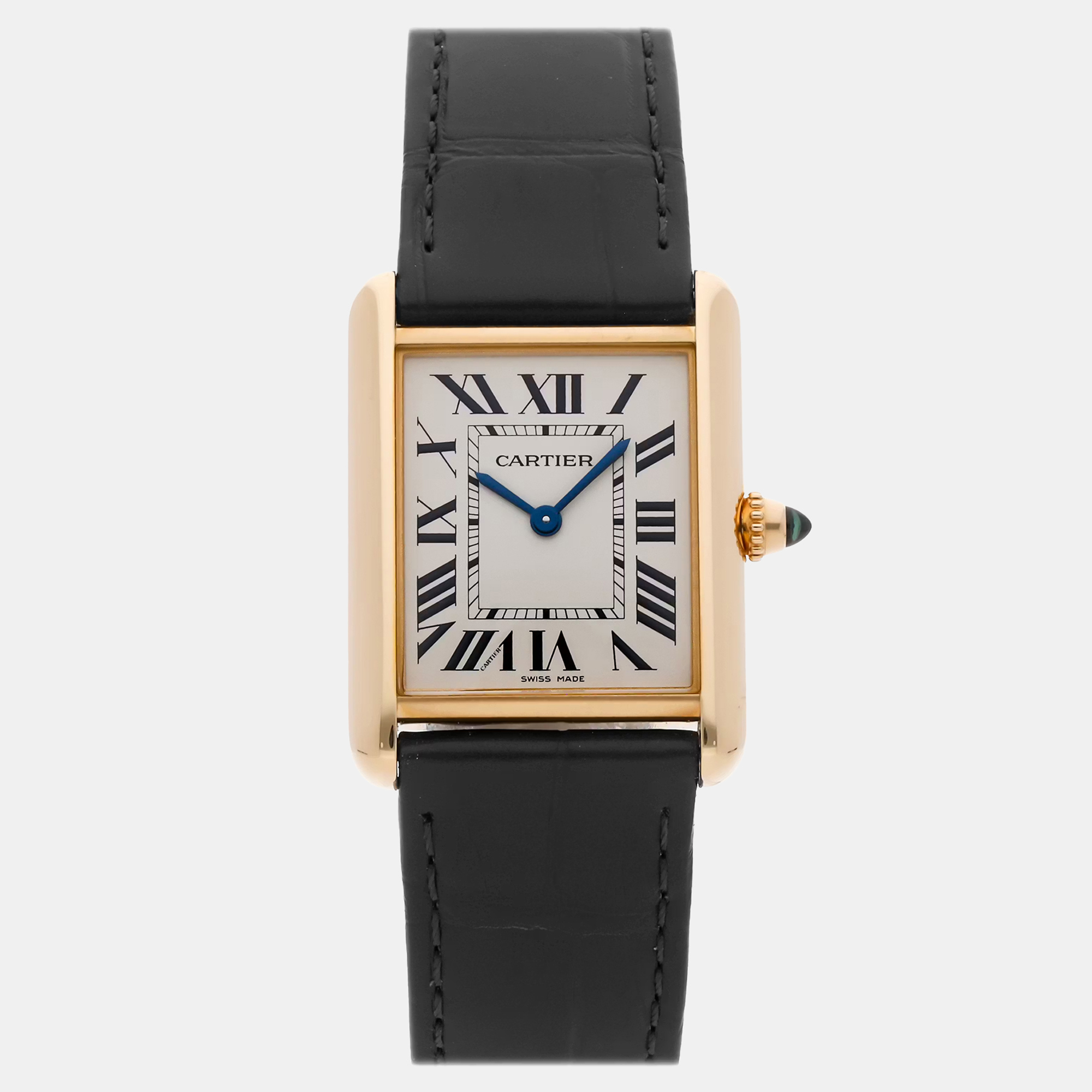 

Pre-Owned Cartier Tank WGTA0067 Silver Quartz 18k Yellow Gold Women's Wristwatch 25 mm