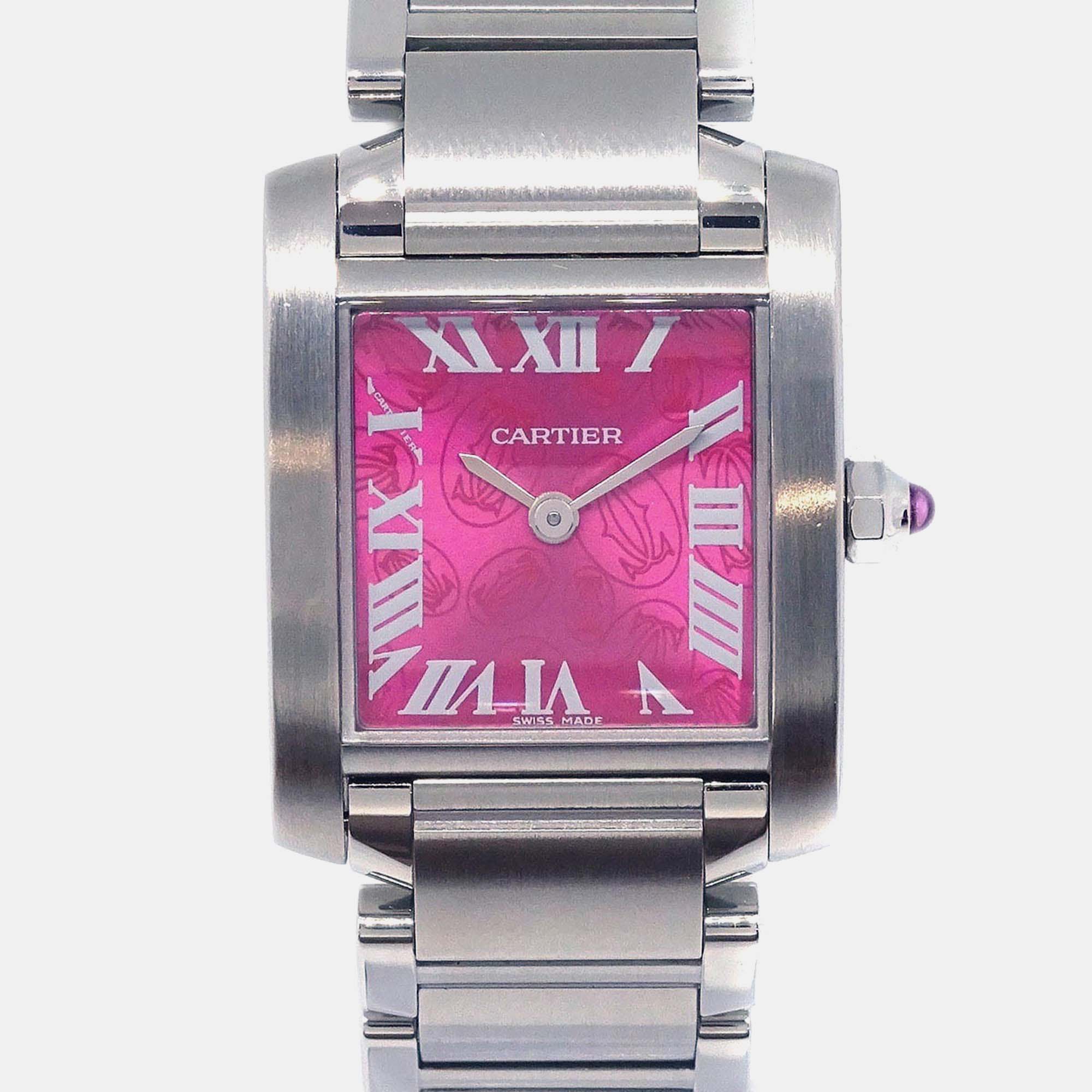 

Cartier Tank Francaise W51030Q3 Quartz Pink Stainless Steel Women's Wristwatch 20 mm