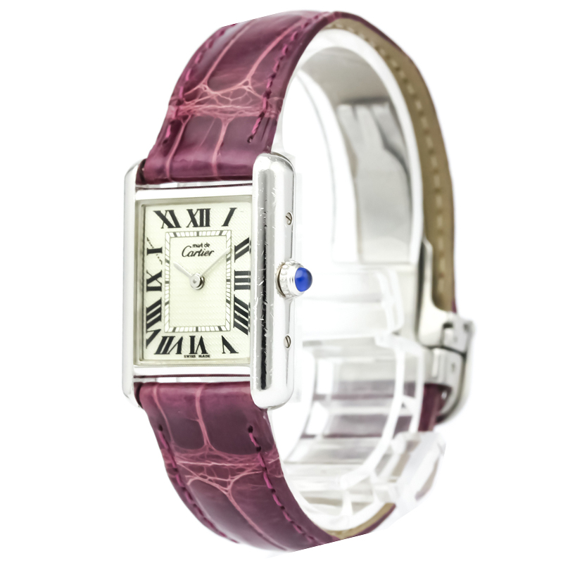 Cartier Silver Stainless Steel Must Tank Women's Wristwatch 22MM