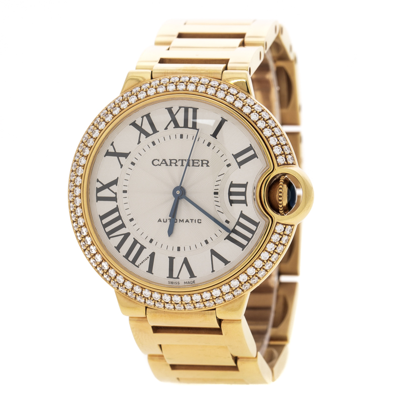 Cartier Ballon Bleu 18k Yellow Gold & Diamonds 3002 Women's Wristwatch 36MM