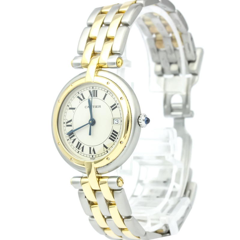 Cartier Ivory 18K Yellow Gold and Stainless Steel Panthere Vendome Women's Wristwatch 30MM
