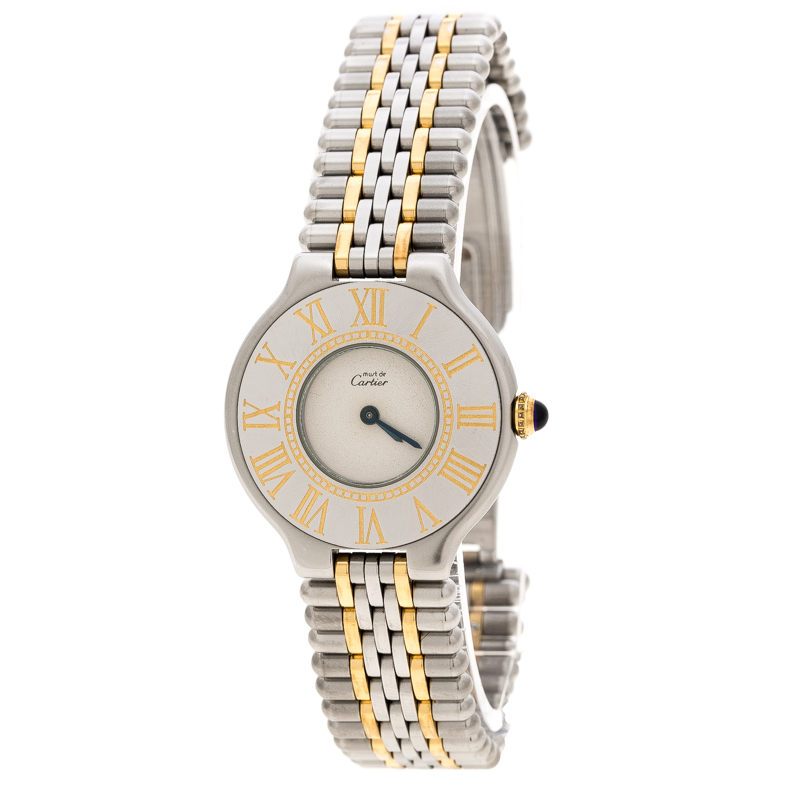 Cartier White Stainless Steel Must De Cartier 21 Women's Wristwatch 28 mm