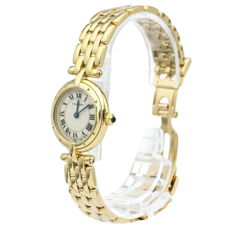Pre Owned Cartier Silver 18K Yellow Gold Panthere Vendome Women's Wristwatch 24MM