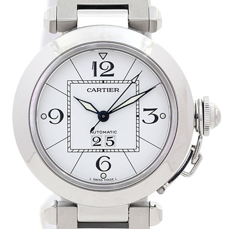 

Cartier White Stainless Steel Pasha C Big Date Women's Wristwatch