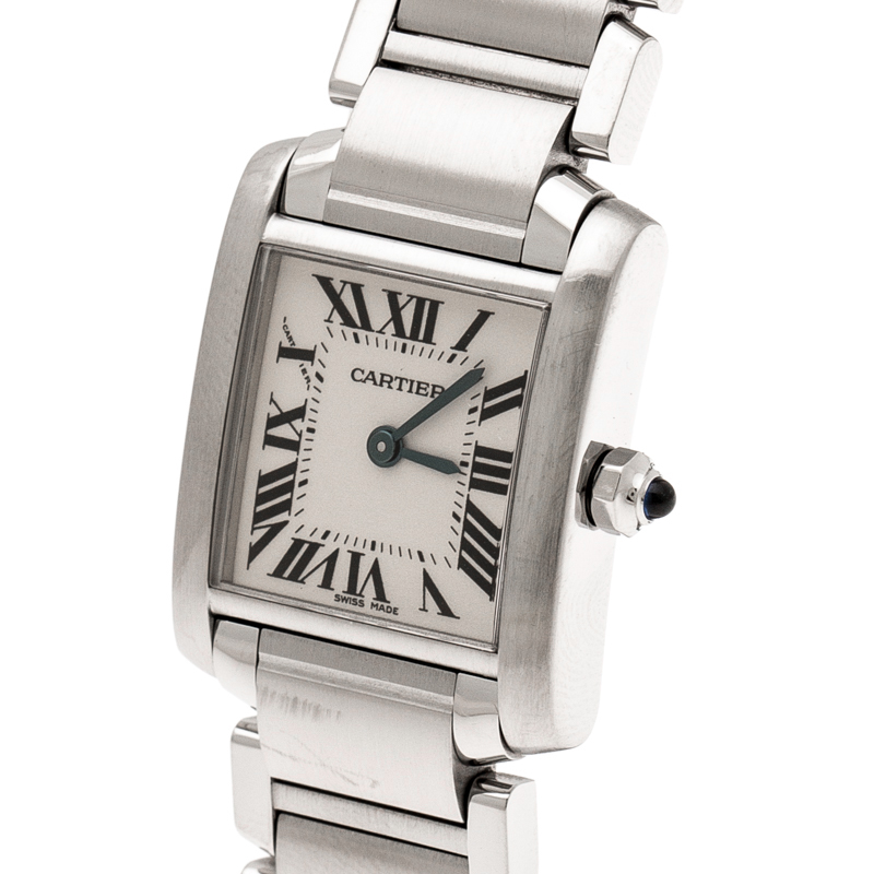 

Cartier Cream Stainless Steel Tank Française, Silver