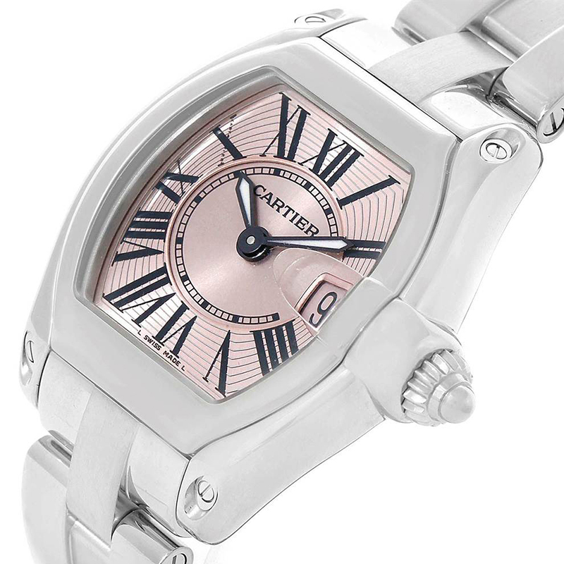 

Cartier Pink Stainless Steel Roadster W62017V3 Women's Wristwatch