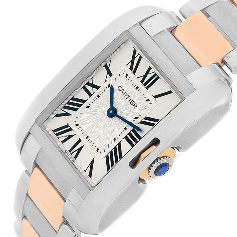 

Cartier Silver Stainless Steel Tank Anglaise WT100032 Medium Women's Wristwatch