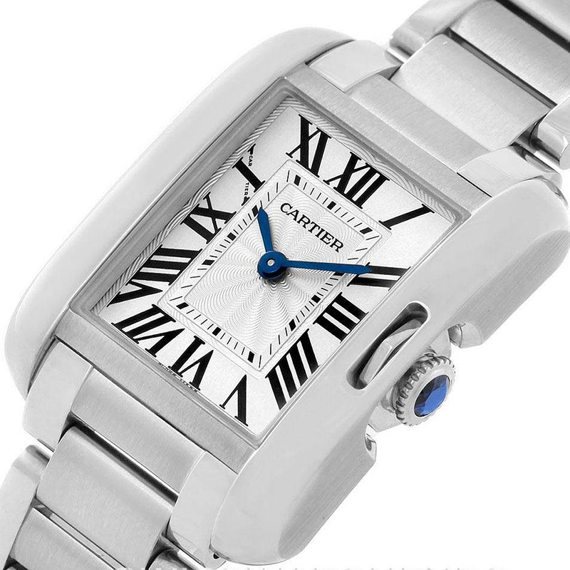 

Cartier Silver Stainless Steel Tank Anglaise W5310022 Small Women's Wristwatch