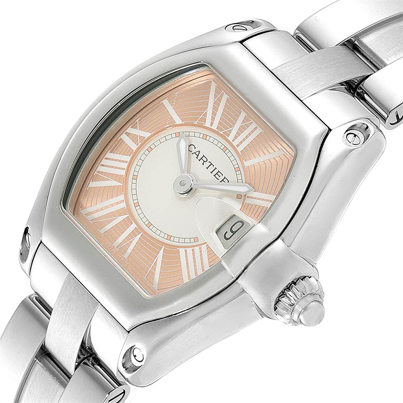 

Cartier Coral Pink Stainless Steel Roadster Limited Edition W62054V3 Women's Wristwatch