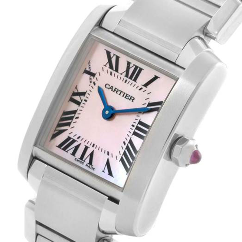 

Cartier Pink MOP Stainless Steel Tank Francaise W51028Q3 Women's Wristwatch