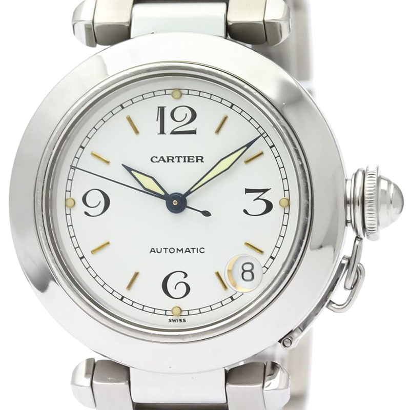 

Cartier Silver Stainless Steel Pasha C W31015M7 Women's Wristwatch, White