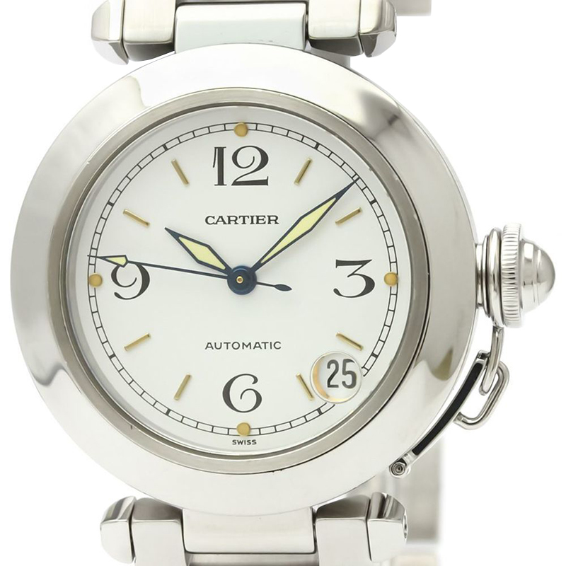 

Cartier Silver Stainless Steel Pasha C W31015M7 Women's Wristwatch, White