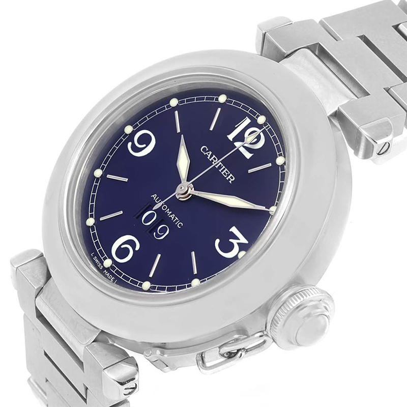 

Cartier Blue Stainless Steel Pasha C Date W31047M7 Women's Wristwatch