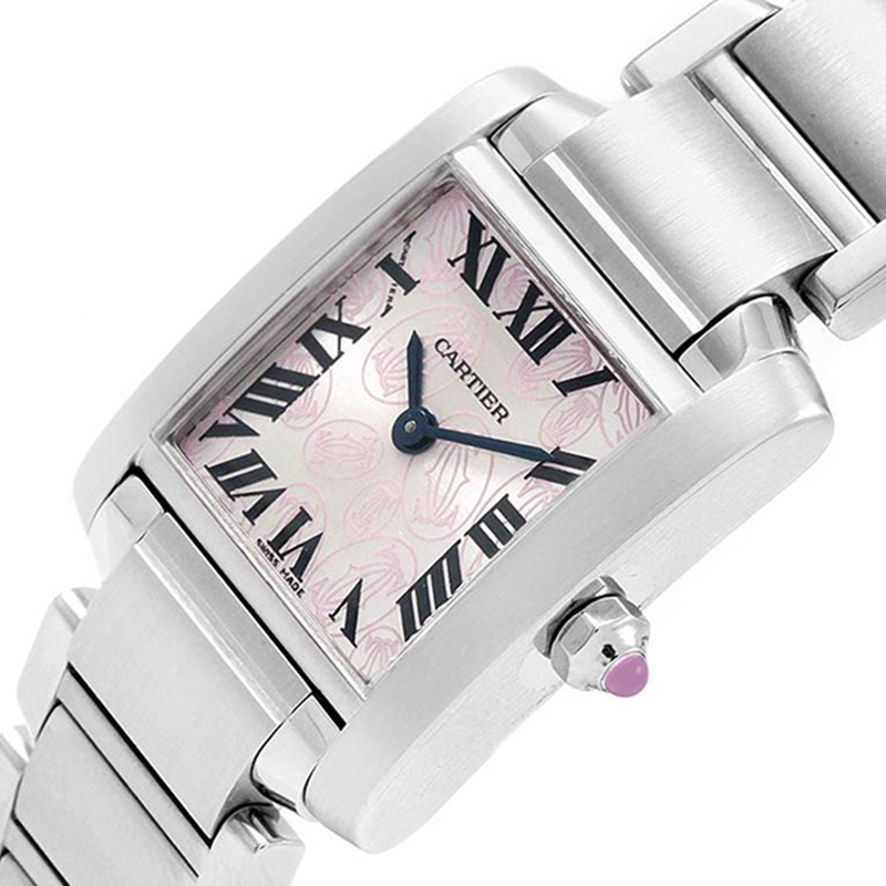 

Cartier Silver Pink Stainless Steel Tank Francaise W51031Q3 Women's Wristwatch