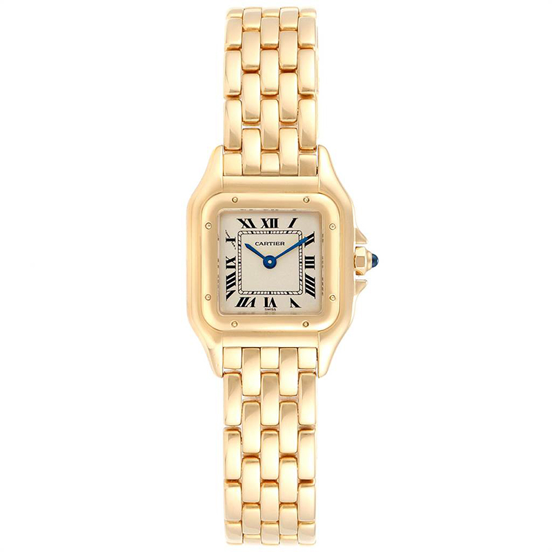 مملوكة مسبقًا Cartier White 18K Yellow Gold Panthere W25022B9 Women's Wristwatch 22MM
