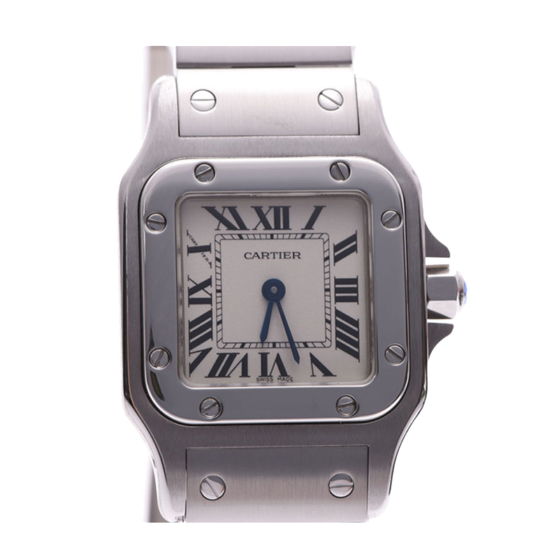 Pre Owned Cartier Ivory Stainless Steel Santos Galbee W20056D6 Women's Wristwatch 23MM