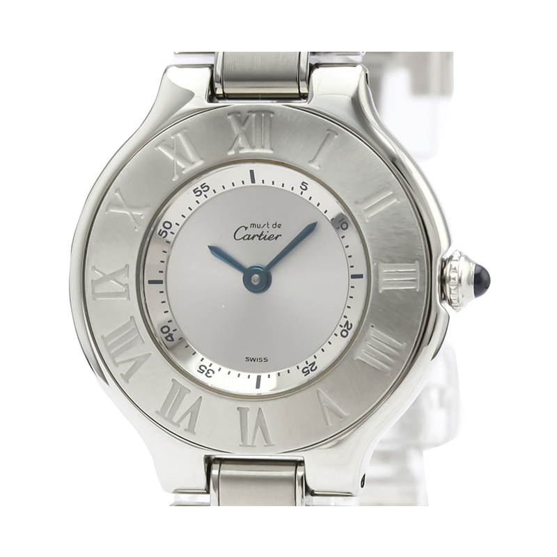 Pre Owned Cartier Silver Stainless Steel Must 21 W10109T2 Women's Wristwatch 28 MM