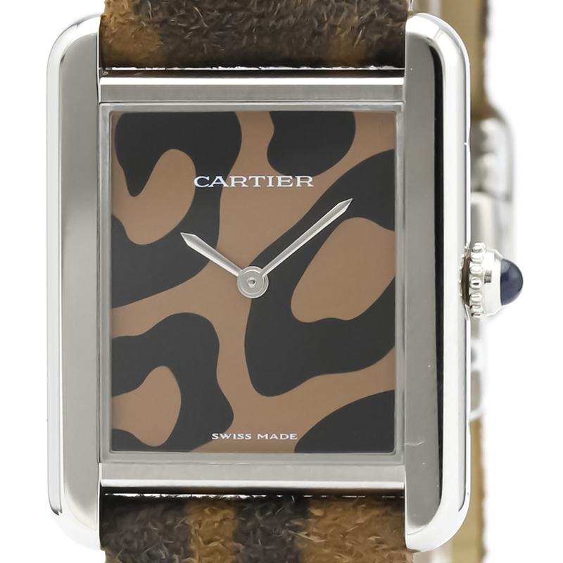 

Cartier Black/Brown Stainless Steel Tank Solo W5200016 Women's Wristwatch