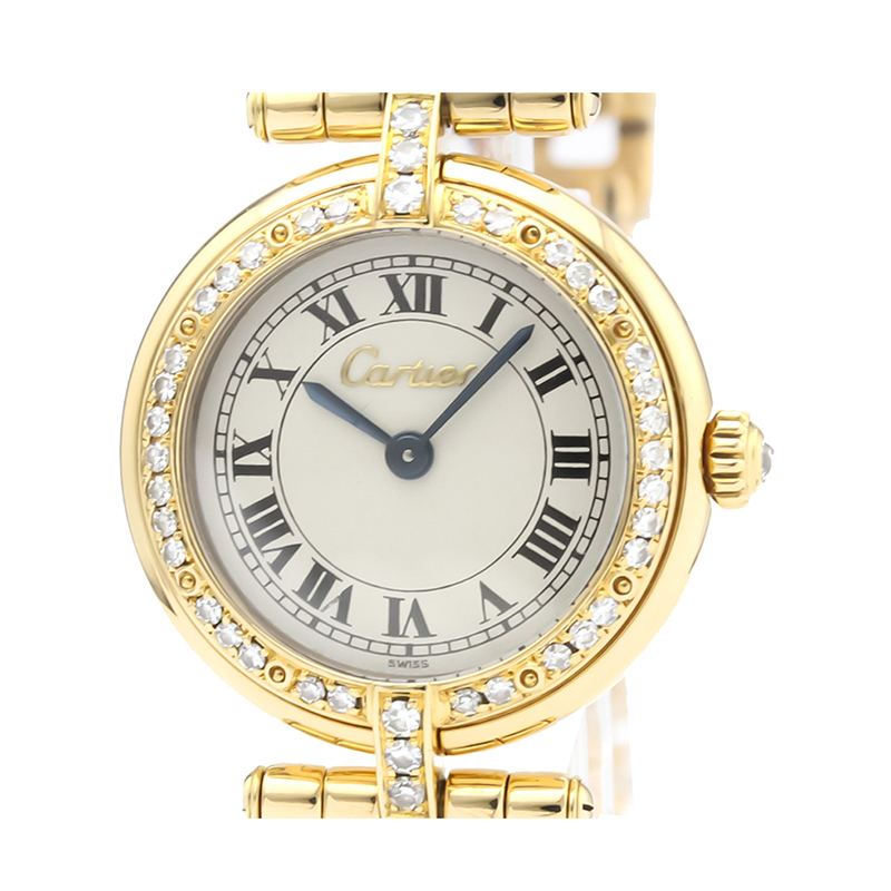 مملوكة مسبقًا Cartier Silver Diamonds 18K Yellow Gold Panthere Women's Wristwatch 24 MM