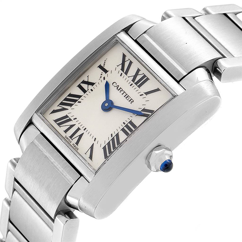

Cartier Silver and Stainless Steel Tank Francaise W51008Q3 Women's Wristwatch