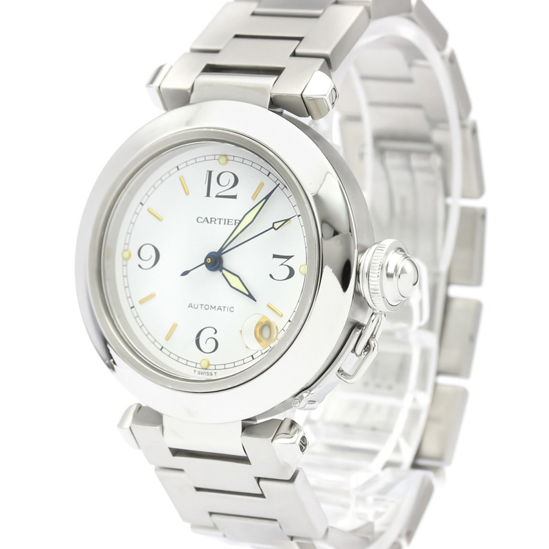 

Cartier White Stainless Steel Pasha C W31015M7 Men's Wristwatch