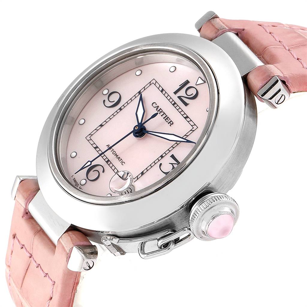 

Cartier Pink MOP Stainless Steel and Leather Pasha C