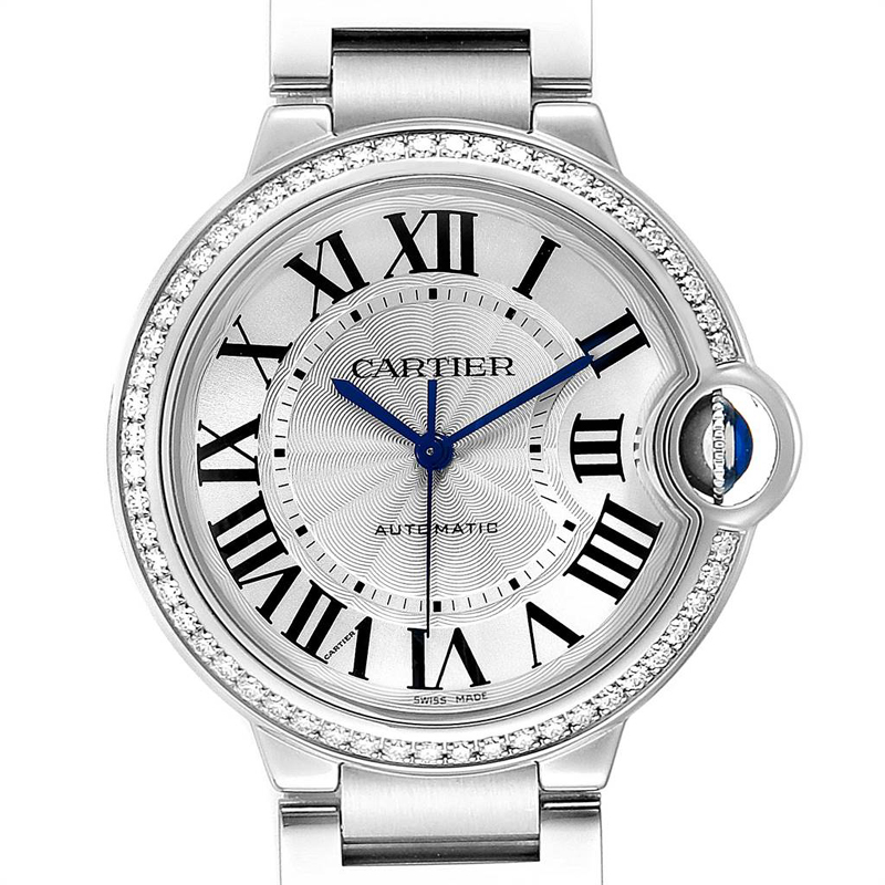 

Cartier Silver Diamond Stainless Steel Ballon Bleu W4BB0017 Women's Wristwatch