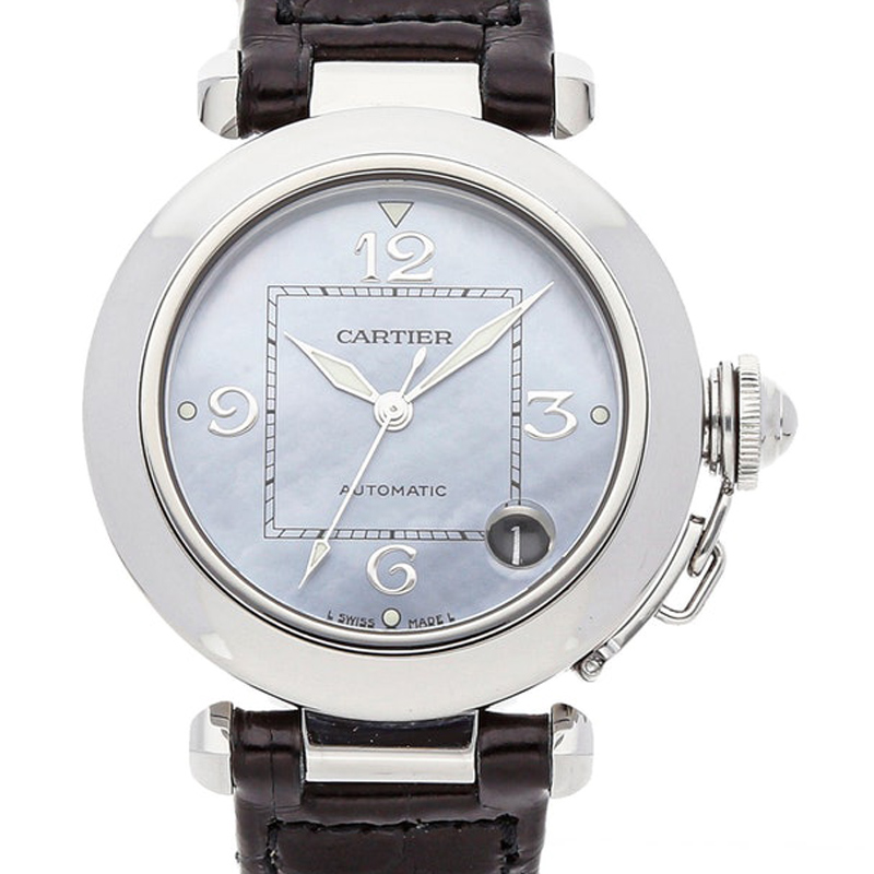 

Cartier Black MOP Stainless Steel and Alligator Leather Pasha C W3104645 Women's Wristwatch