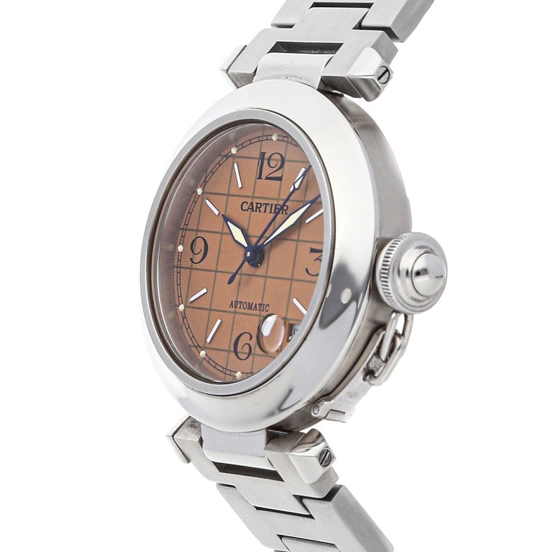 

Cartier Salmon Stainless Steel Pasha C Auto W31024M7 Women's Wristwatch, Orange