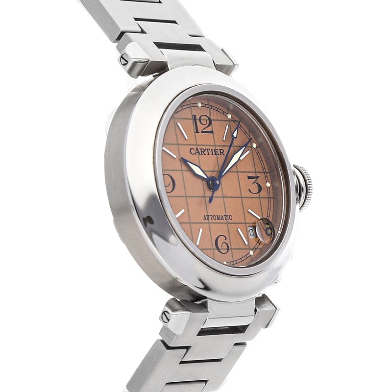 

Cartier Salmon Stainless Steel Pasha C Auto W31024M7 Women's Wristwatch, Pink