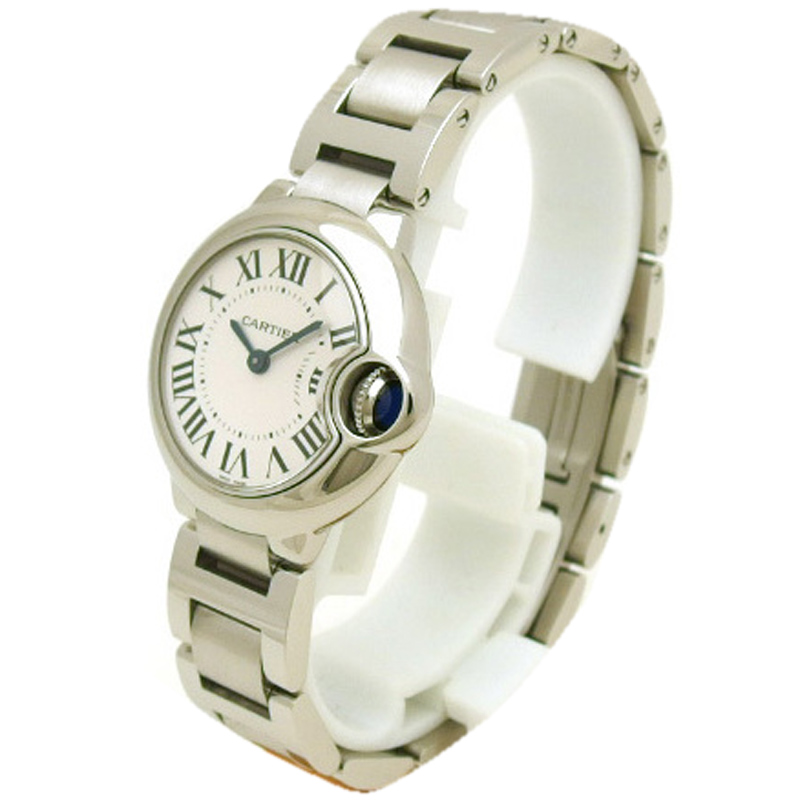 

Cartier Silver Stainless Steel Baron Bleu De W69010Z4 Women's Wristwatch