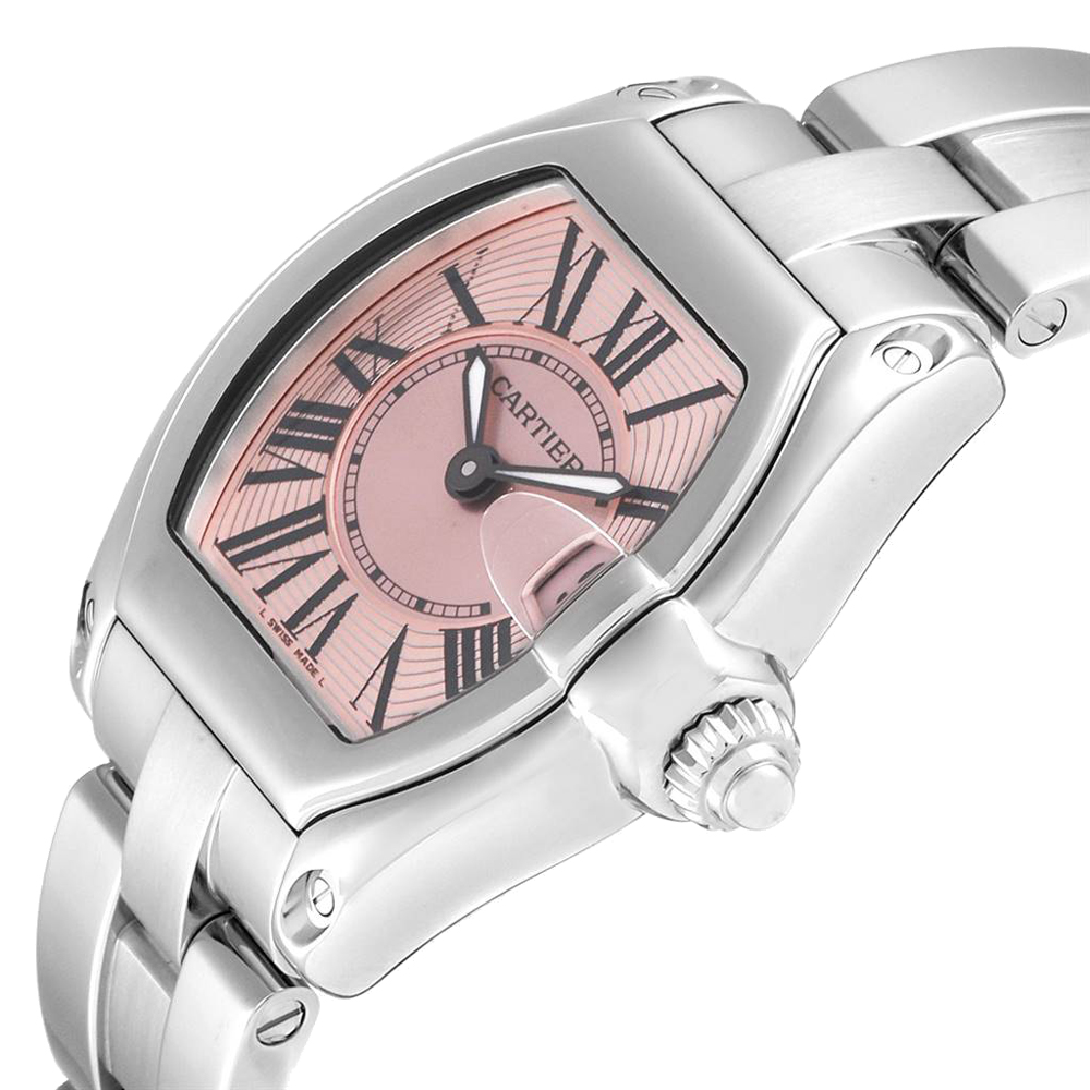 

Cartier Pink Stainless Steel Roadster W62017V3 Women's Wristwatch