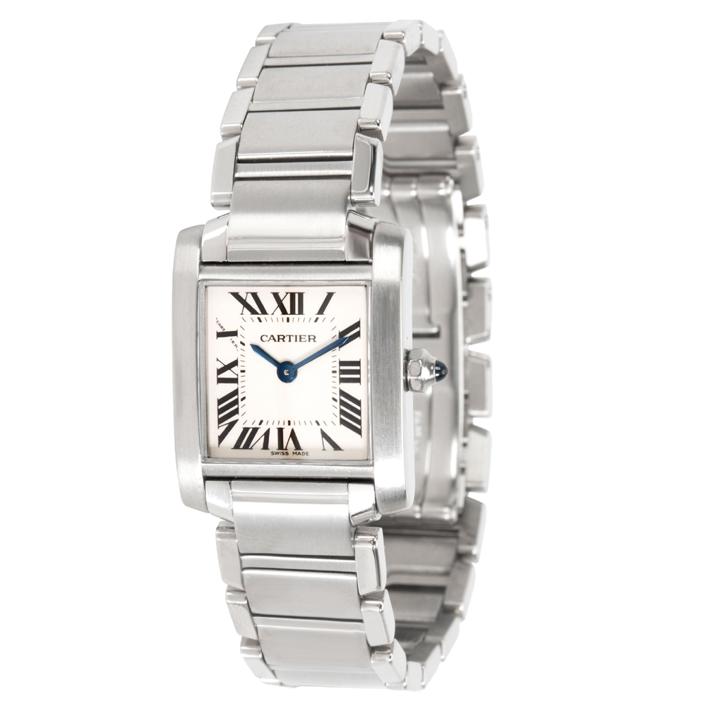 Pre Owned Cartier Silver and Stainless Steel Tank Francaise W51008Q3 Women's Wristwatch 20MM