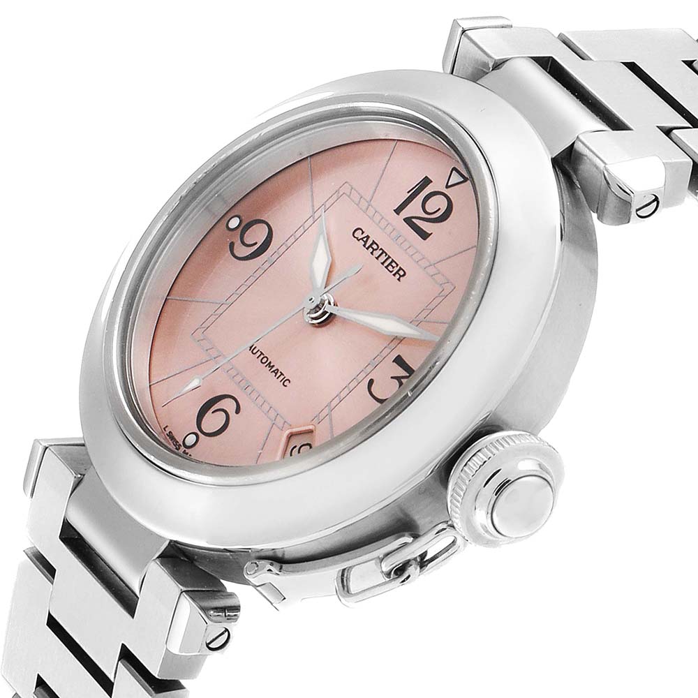 

Cartier Pink Stainless Steel Pasha C Automatic W31075M7 Women's Wristwatch