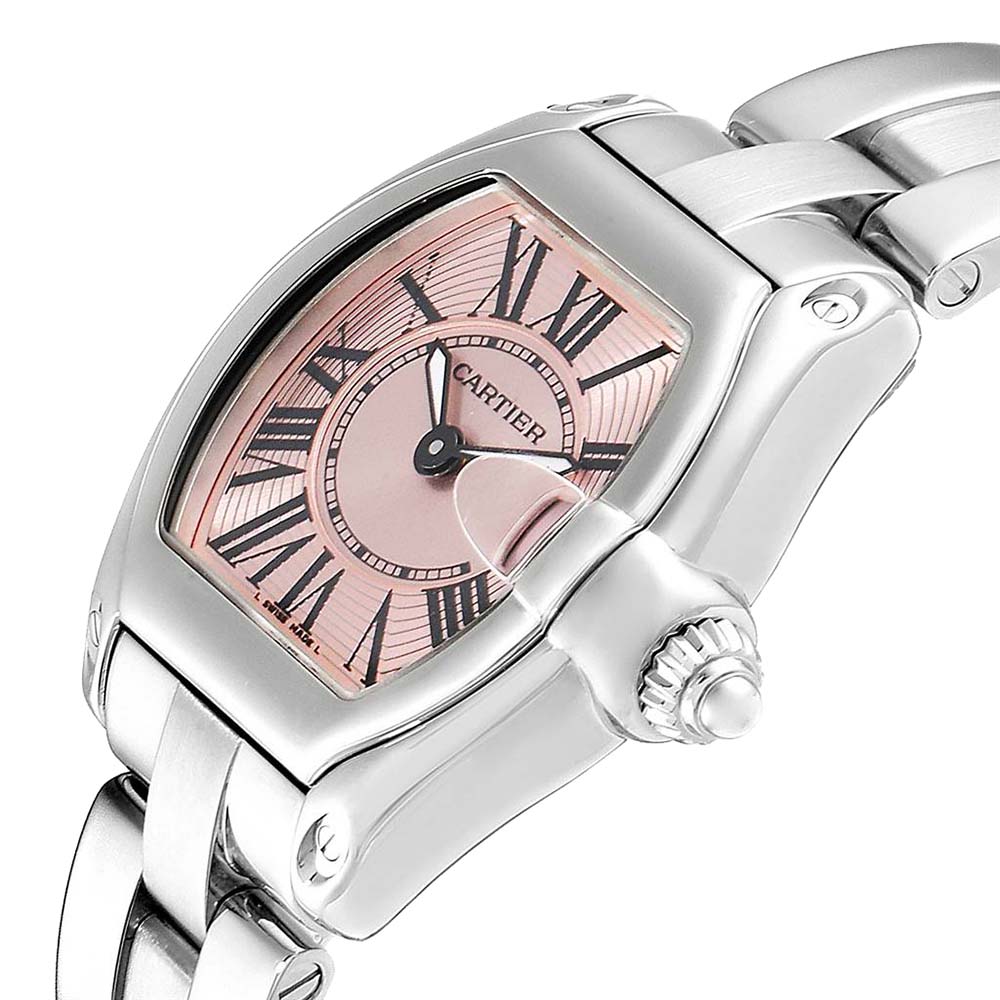

Cartier Pink Stainless Steel Roadster W62017V3 Women's Wristwatch