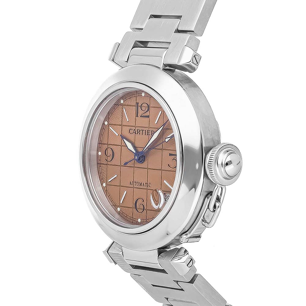 

Cartier Salmon Stainless Steel Pasha C W31024M7 Women's Wristwatch, Pink