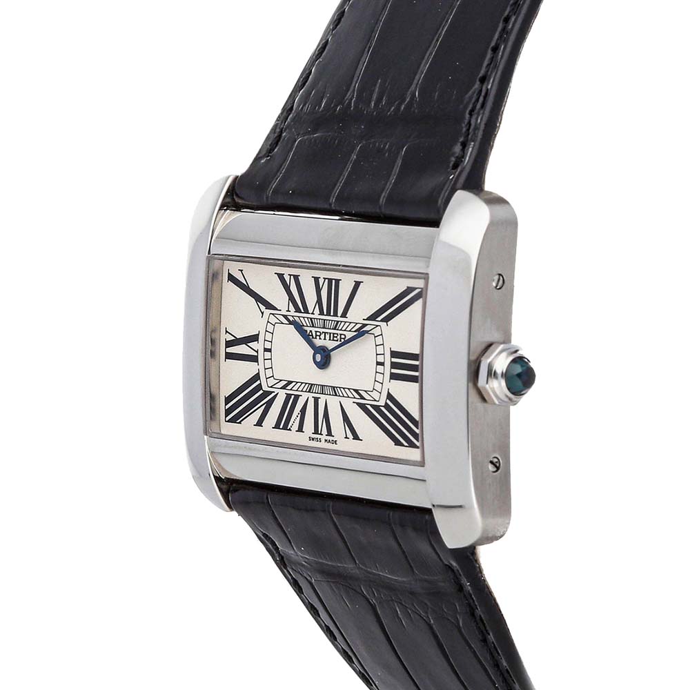 

Cartier Silver Stainless Steel Tank Divan Large W6300655 Women's Wristwatch