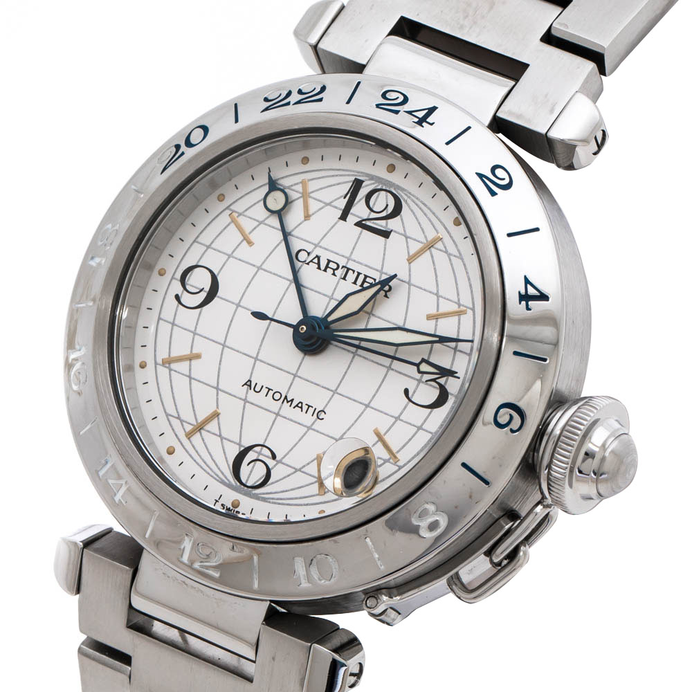 

Cartier Silver Stainless Steel Pasha De Cartier GMT