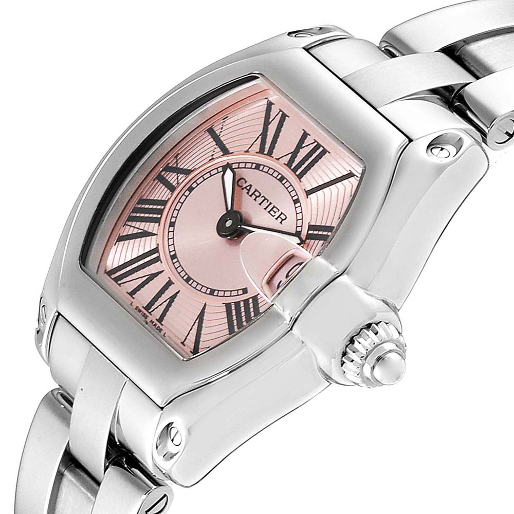 

Cartier Pink Stainless Steel Roadster W62017V3 Women's Wristwatch