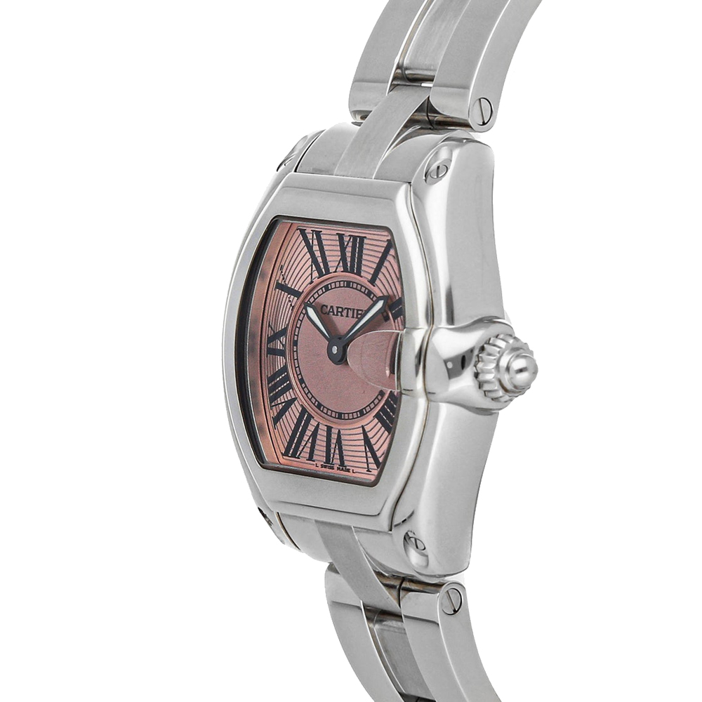 

Cartier Pink Stainless Steel Roadster W62017V3 Women's Wristwatch