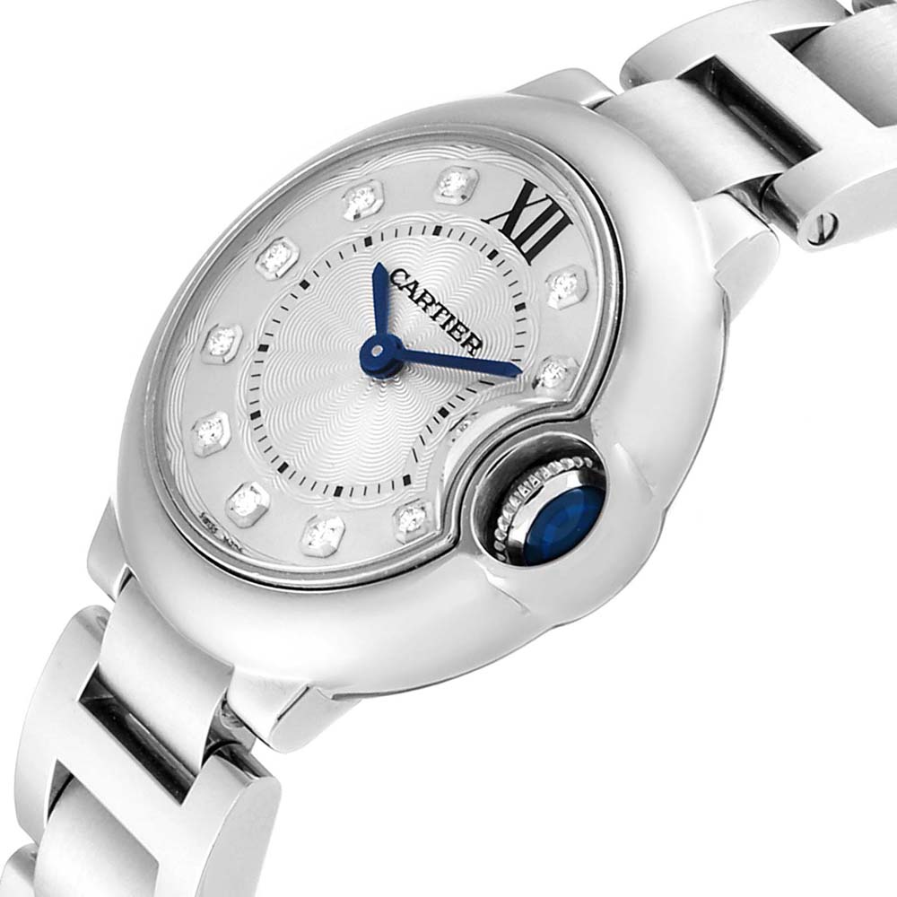 

Cartier Silver Diamond Stainless Steel Ballon Bleu WE902073 Women's Wristwatch