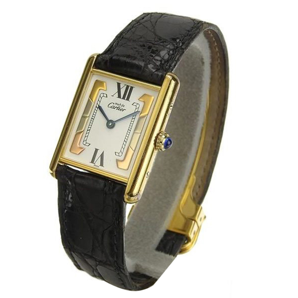 

Cartier White Gold Plated Stainless Steel Must Tank Vermeil 5057001 Women's Wristwatch 23 MM