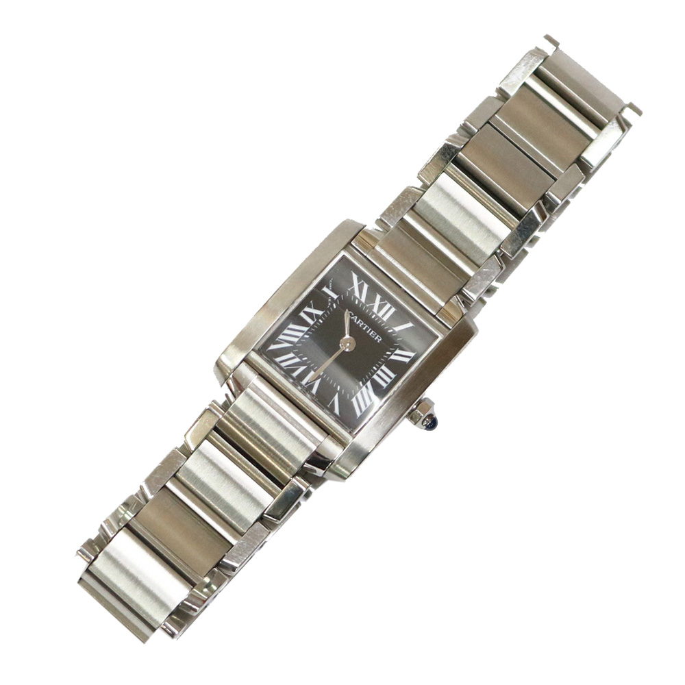 

Cartier Black Stainless Steel Tank Francaise Women's Wristwatch