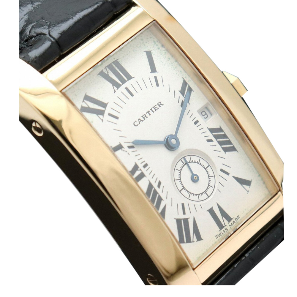 

Cartier White 18K Yellow Gold Tank Americaine W2600351 Women's Wristwatch 24 MM