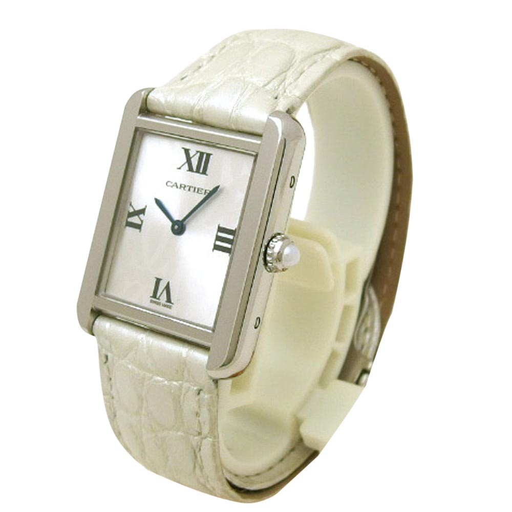 

Cartier MOP Stainless Steel Tank Solo Christmas Limited W1019555 Women's Wristwatch, White